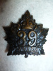 39th Battalion (Belleville, Ontario) Cap Badge       